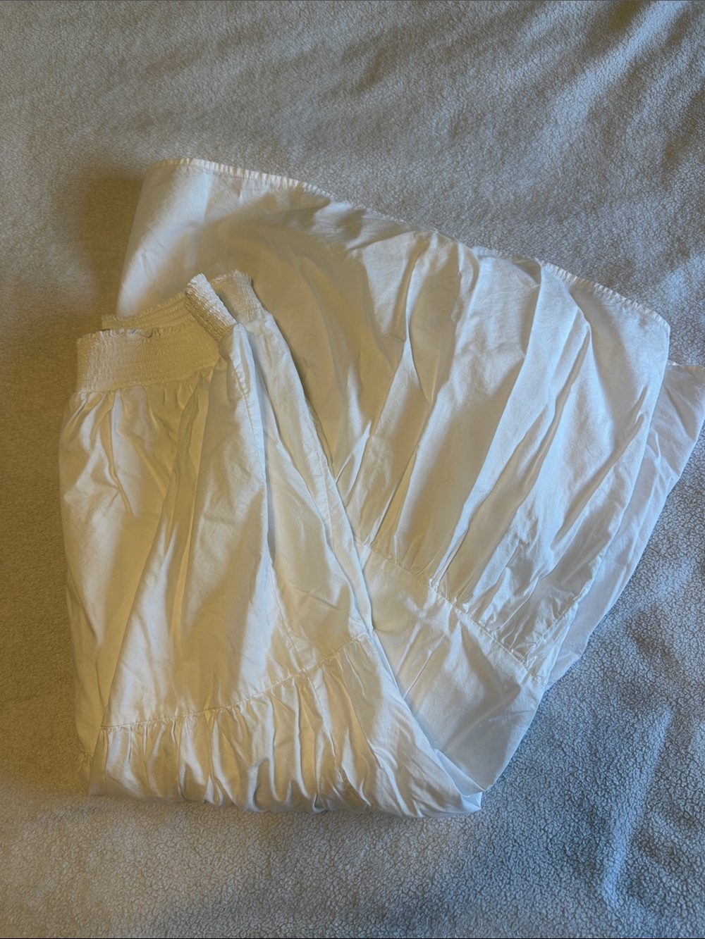 LOFT White Maxi Skirt with Smocked Waist